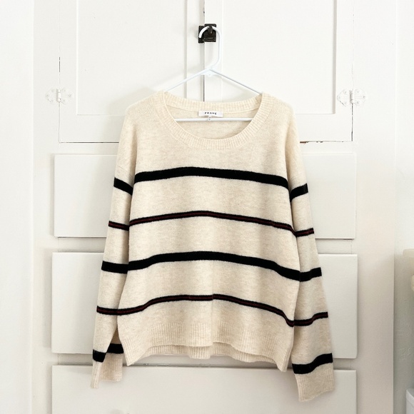 Frame Denim Alpaca Blend Slouchy Striped Sweater Size Large - Picture 3 of 7